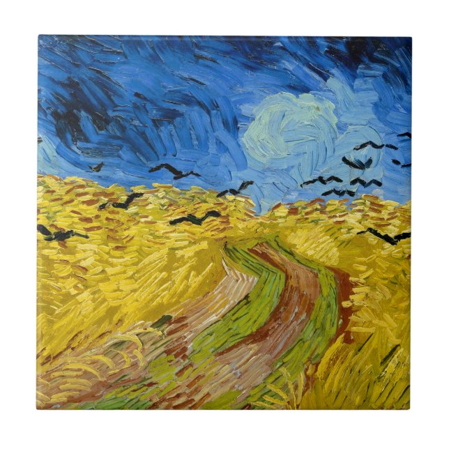Wheatfield with crows - Vincent Van Gogh (1890) Ceramic Tile (Front)