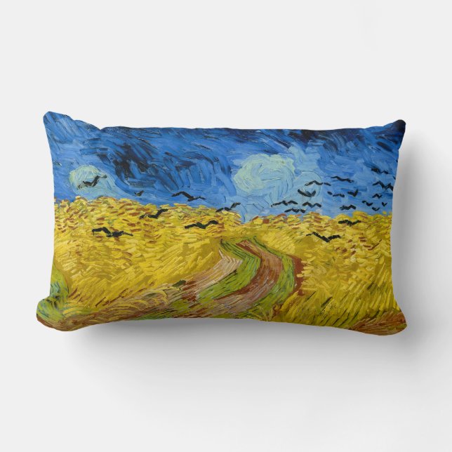 Wheatfield with crows - Vincent Van Gogh (1890) Lumbar Cushion (Front)