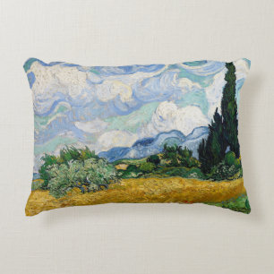 Wheatfield with Cypresses by Vincent Van Gogh Decorative Cushion