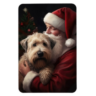Wheaton Terrier With Santa Claus Festive Christmas Magnet