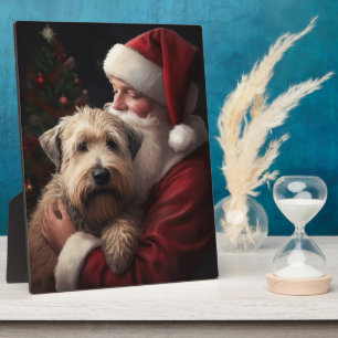 Wheaton Terrier With Santa Claus Festive Christmas Plaque