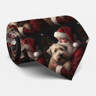 Wheaton Terrier With Santa Claus Festive Christmas Tie