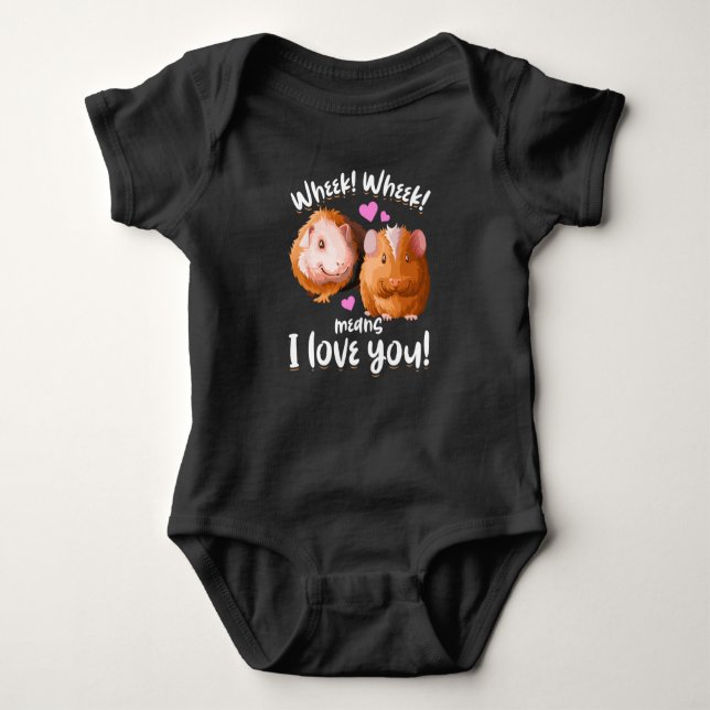 Wheek I Love You Guinea Pig Baby Bodysuit (Front)