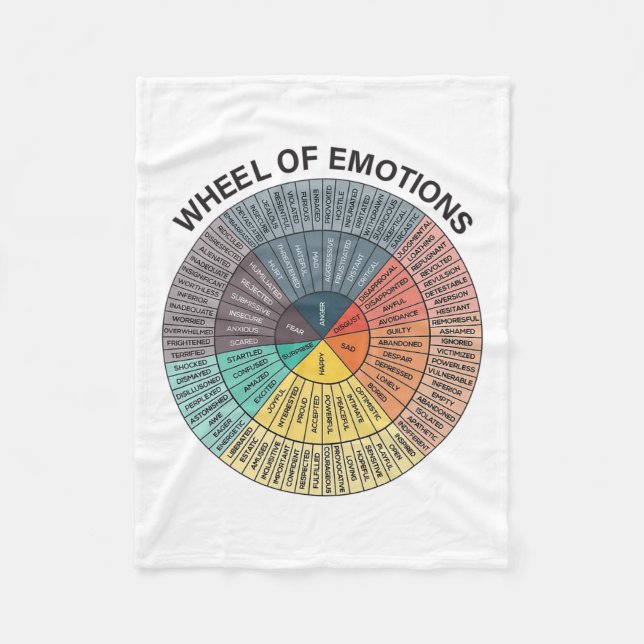 Wheel Emotion Chart Mental Health Therapy Chart  Fleece Blanket (Front)