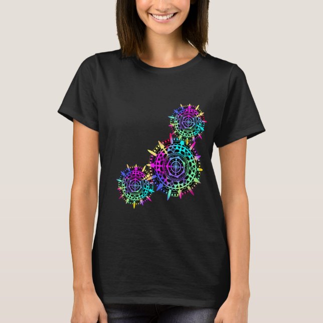 Wheel Life Mandala Spirit Galaxy Colourful Happy T-Shirt (Front)