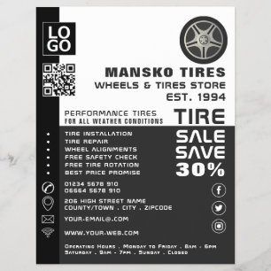 Wheel Logo Design, Tire/Tyre Specialist Shop Flyer