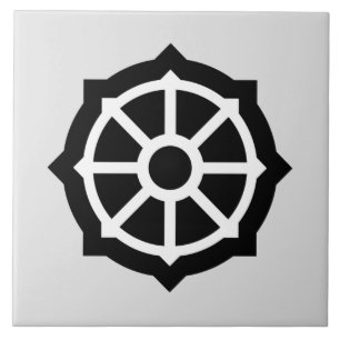 Wheel of Dharma (Buddhism, Hindusim) Ceramic Tile