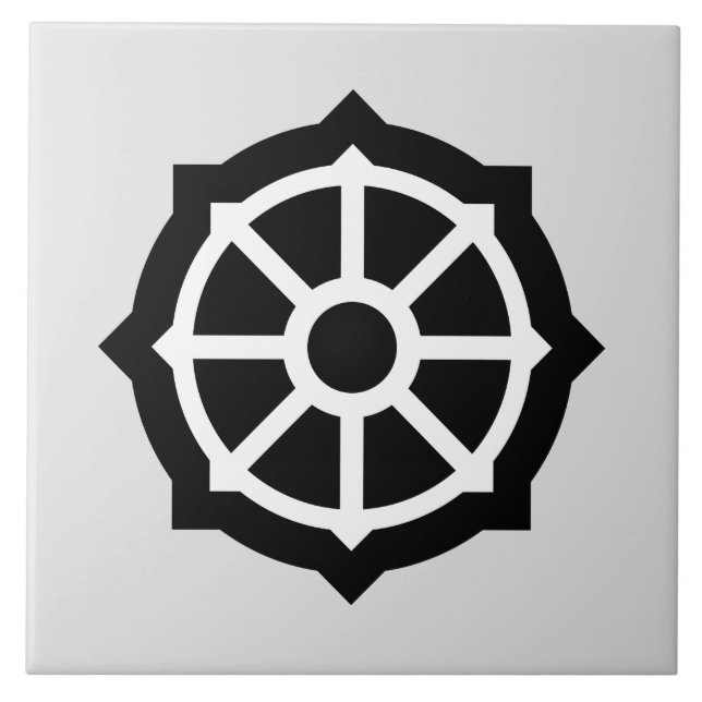 Wheel of Dharma (Buddhism, Hindusim) Ceramic Tile (Front)