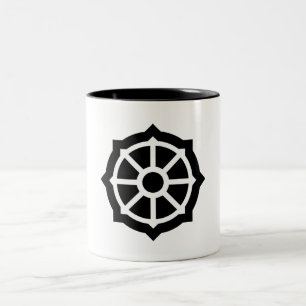 Wheel of Dharma (Buddhism, Hindusim) Two-Tone Coffee Mug