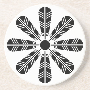 Wheel of eight hawk feathers coaster