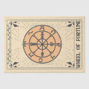 Wheel of fortune tarot card herbs leaves tissue paper