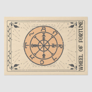 Wheel of fortune tarot card herbs leaves tissue paper