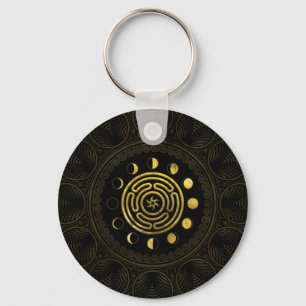 Wheel of Hecate and Moons Key Ring