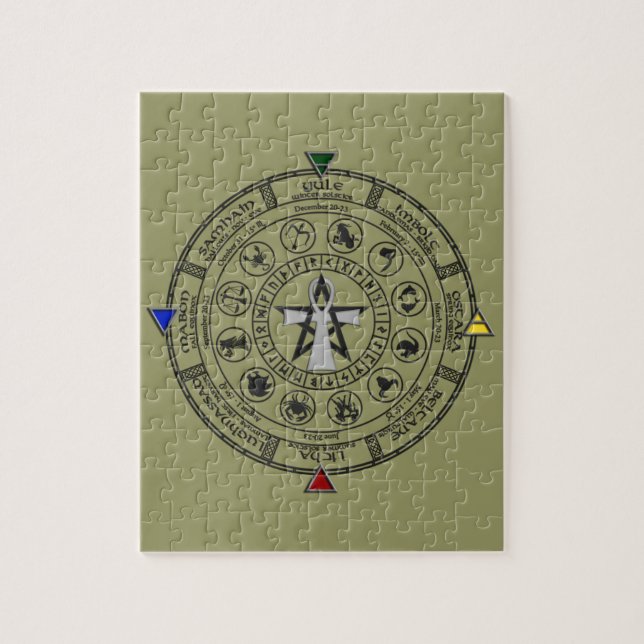 Wheel of the Year Zodiac Sabbats Runes Jigsaw Puzzle (Vertical)
