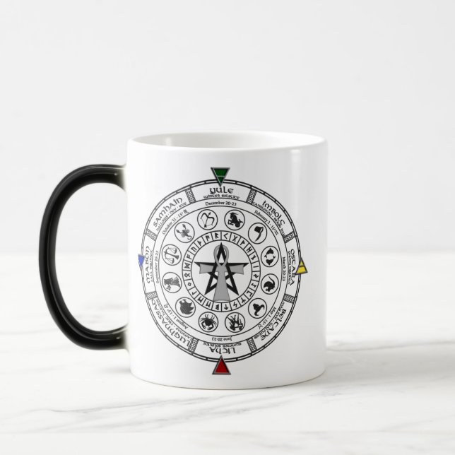 Wheel of the Year Zodiac Sabbats Runes Magic Mug (Left)
