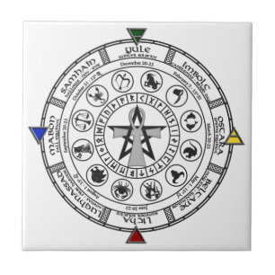 Wheel of the Year Zodiac Sabbats Runes Tile