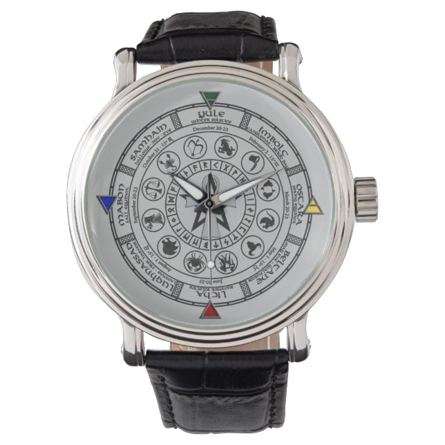 Wheel of the Year Zodiac Sabbats Runes Watch (Front)