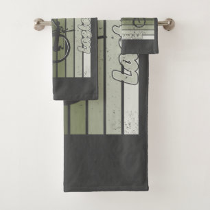 wheel, retro, cargobike bath towel set