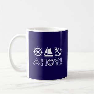 Wheel Sailboat Anchor Ahoy! White Coffee Mug
