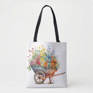 Wheelbarrel Full Of Fresh Flowers Tote Bag