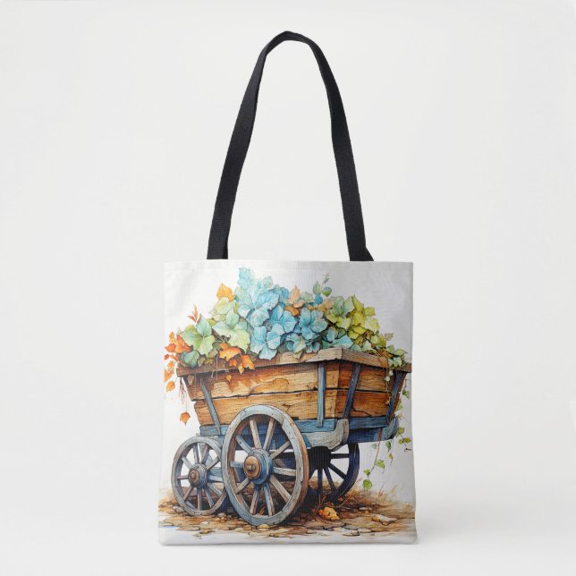 Wheelbarrel Full Of Various Wildflowers Tote Bag (Front)