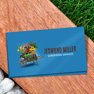 Wheelbarrow Flowers - Gardening Services Art Business Card