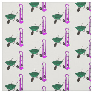 Wheelbarrow & hand trolley cartoon illustration fabric