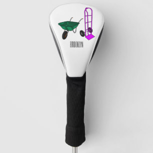 Wheelbarrow & hand trolley cartoon illustration golf head cover