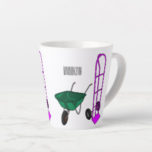 Wheelbarrow & hand trolley cartoon illustration latte mug