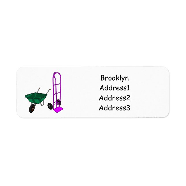 Wheelbarrow & hand trolley cartoon illustration return address label (Front)