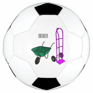 Wheelbarrow & hand trolley cartoon illustration soccer ball