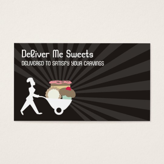 wheelbarrow woman baker giant sweets business c... business card