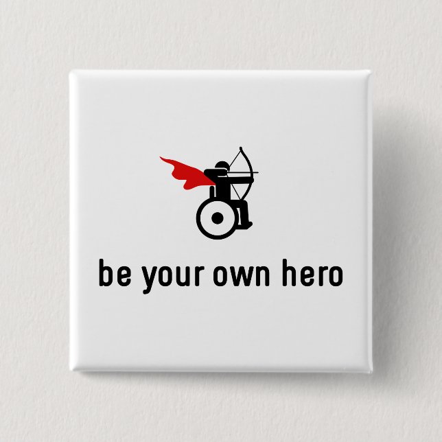 Wheelchair Archery Hero 15 Cm Square Badge (Front)