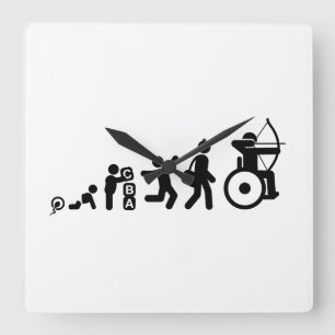 Wheelchair Archery Square Wall Clock