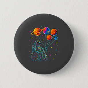 Wheelchair Astronaut Motivation Kids Space 6 Cm Round Badge