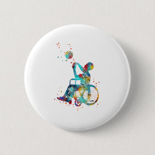 Wheelchair Basketball 1  6 Cm Round Badge