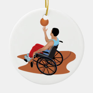 wheelchair basketball ceramic ornament
