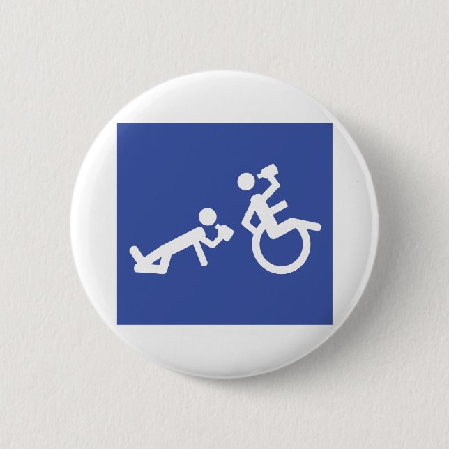wheelchair boozer 6 cm round badge (Front)
