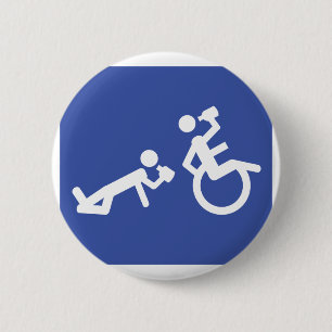 wheelchair boozer 6 cm round badge