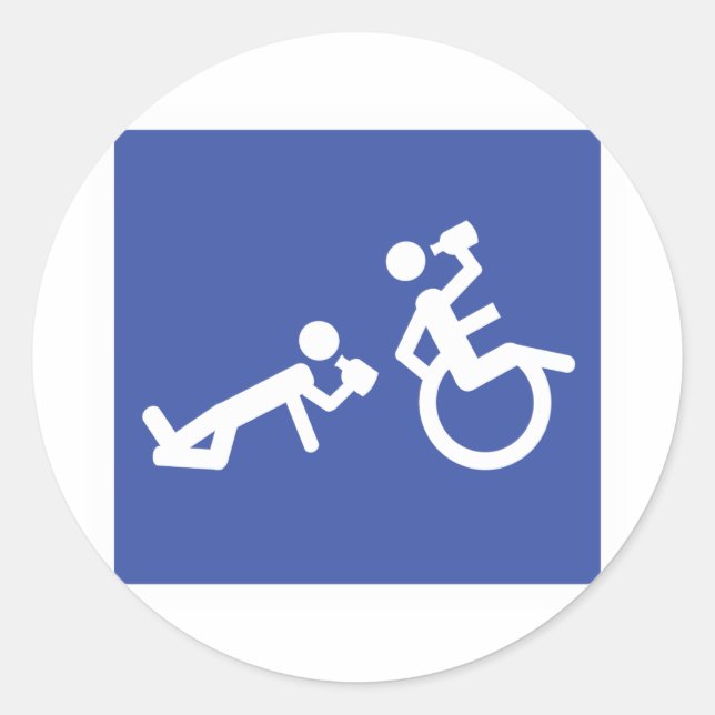 wheelchair boozer classic round sticker (Front)