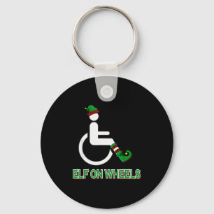 Wheelchair Elf Funny Christmas Disability Humor Key Ring