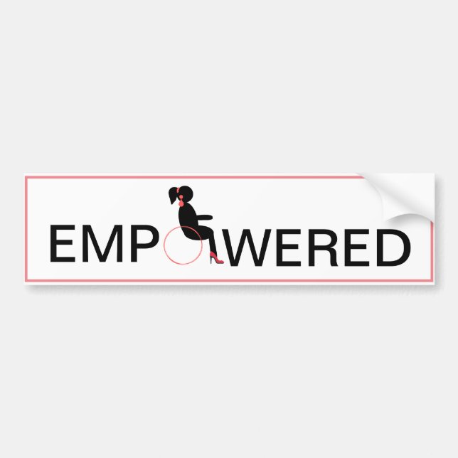 Wheelchair Empowered Woman Princess Pink Bumper Sticker (Front)