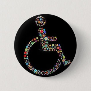 wheelchair_funky_zazzle.jpeg 6 cm round badge