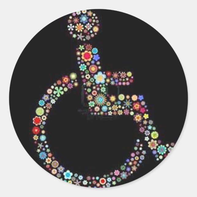 wheelchair_funky_zazzle.jpeg classic round sticker (Front)