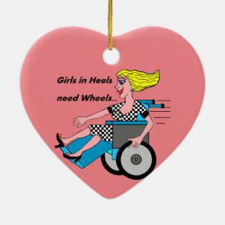 Wheelchair Girl in Heels Ceramic Ornament