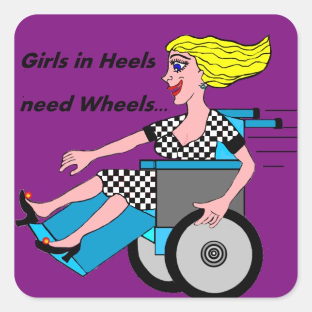 Wheelchair Girl in Heels Square Sticker (Front)