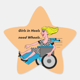Wheelchair Girl in Heels Star Sticker