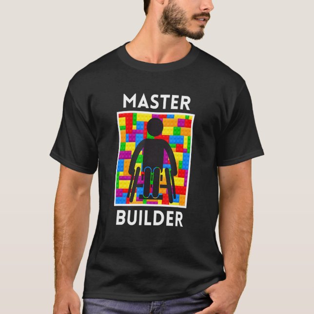 Wheelchair Master Builder Block Toy Disabled Handi T-Shirt (Front)