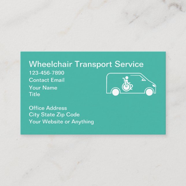 Wheelchair Medical Transport Business Cards (Front)