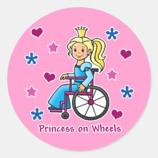 Wheelchair Princess Classic Round Sticker